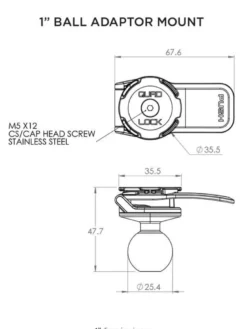 Adapter Quad Lock® z kulką mocującą 1" (V2)