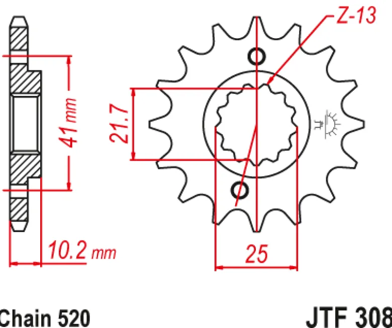 JT Zębatka Przednia JTF308 rozmiar 520