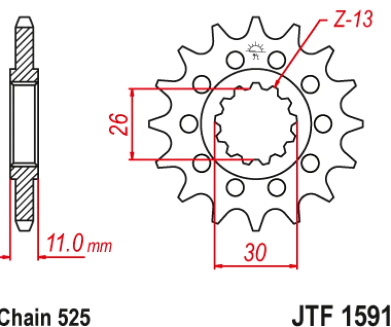 JT Zębatka Przednia JTF1591 rozmiar 525