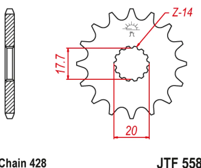 JT Zębatka Przednia JTF558 rozmiar 428