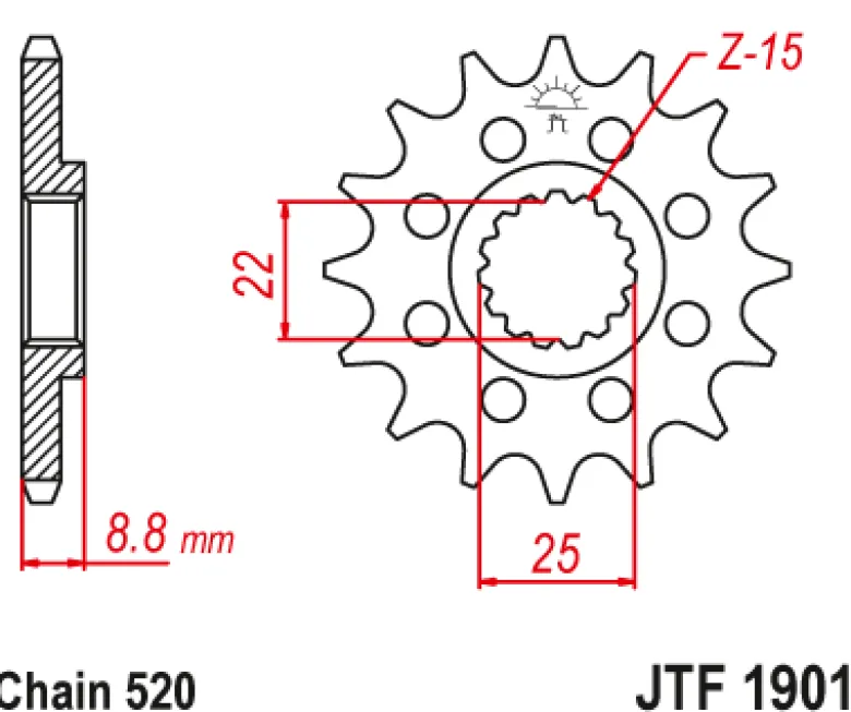 JT Zębatka Przednia JTF1901 rozmiar 520