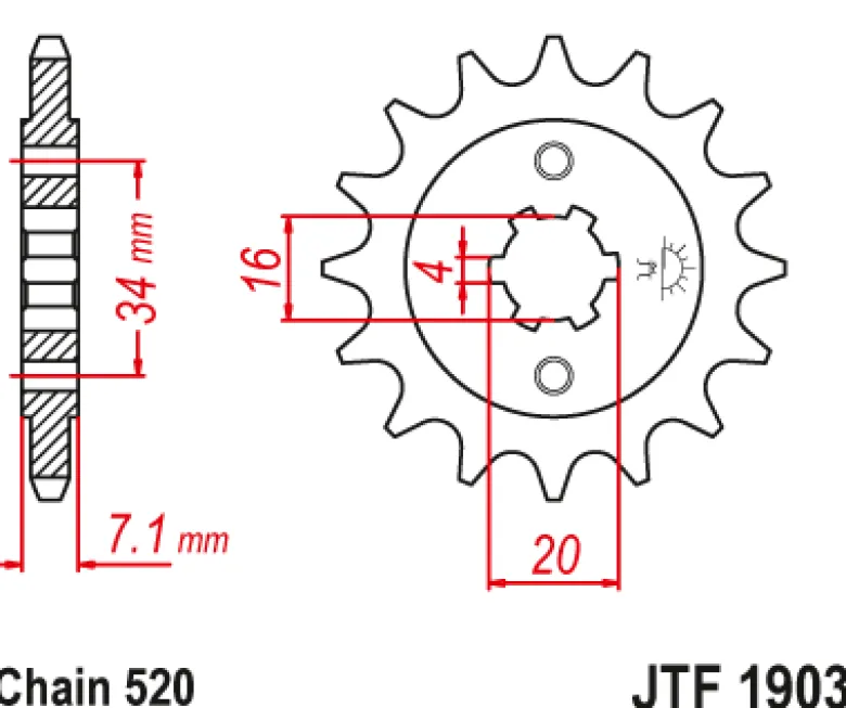 JT Zębatka Przednia JTF1903 rozmiar 520