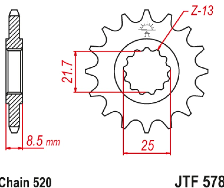 JT Zębatka Przednia JTF578 rozmiar 520