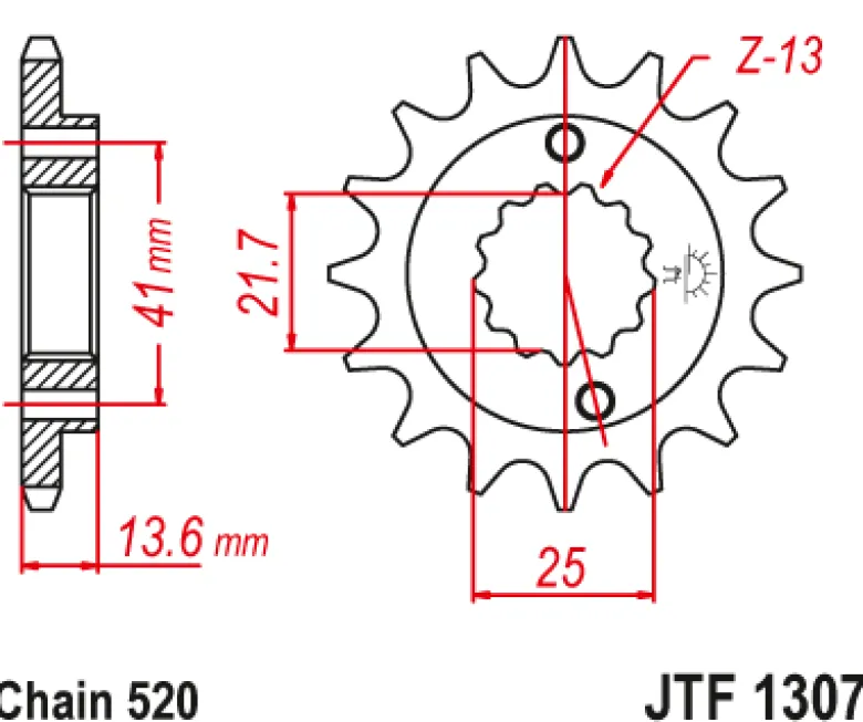 JT Zębatka Przednia JTF1307 rozmiar 520