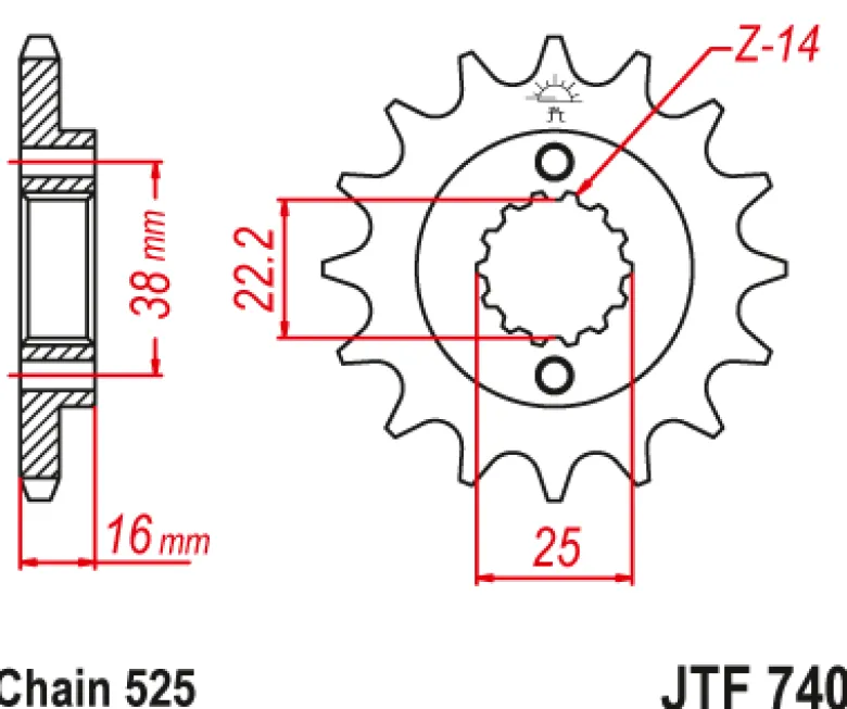 JT Zębatka Przednia JTF740 rozmiar 525