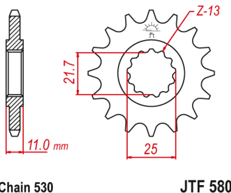 JT Zębatka Przednia JTF580 rozmiar 530