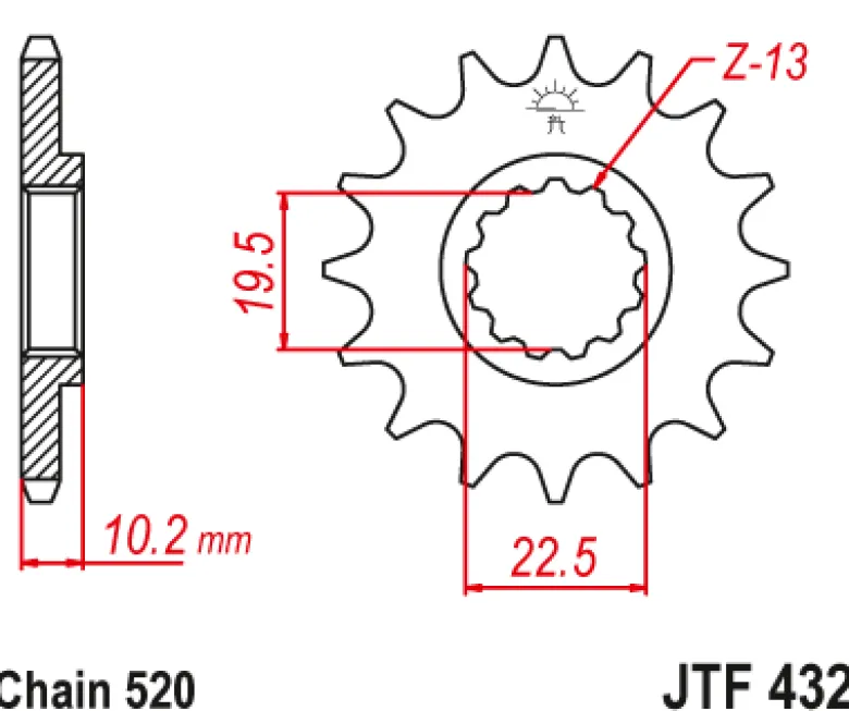JT Zębatka Przednia JTF432 rozmiar 520