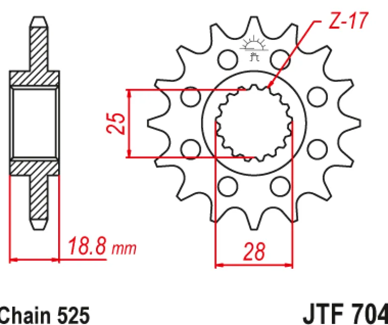 JT Zębatka Przednia JTF704 rozmiar 525