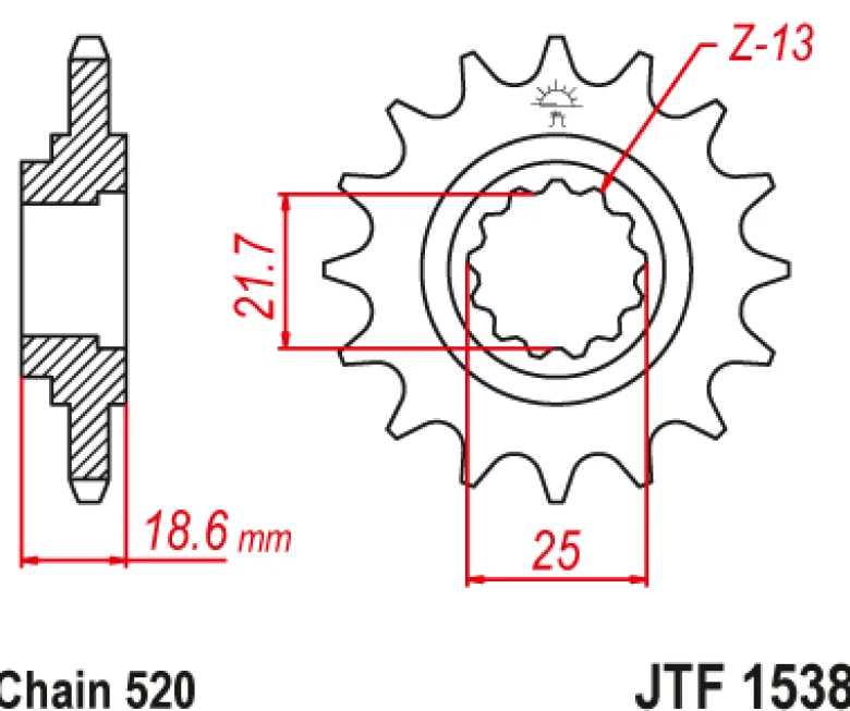 JT Zębatka Przednia JTF1538 rozmiar 520