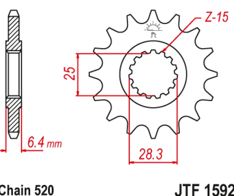 JT Zębatka Przednia JTF1592 rozmiar 520