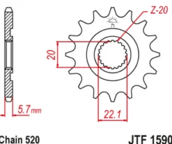JT Zębatka Przednia JTF1590 rozmiar 520