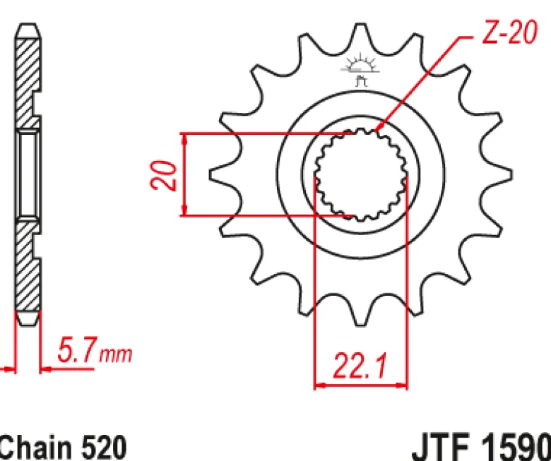 JT Zębatka Przednia JTF1590 rozmiar 520