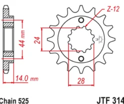 JT Zębatka Przednia JTF314 rozmiar 525