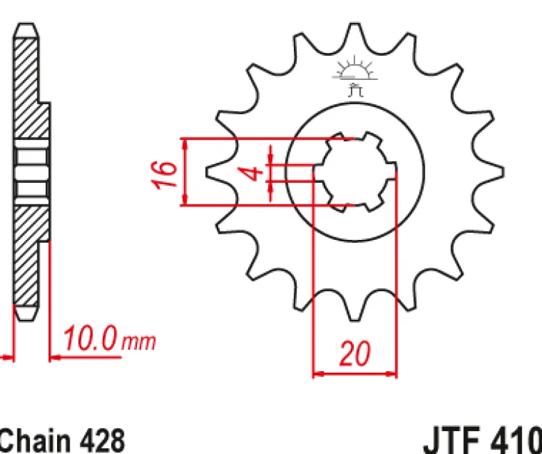 JT Zębatka Przednia JTF410 rozmiar 428