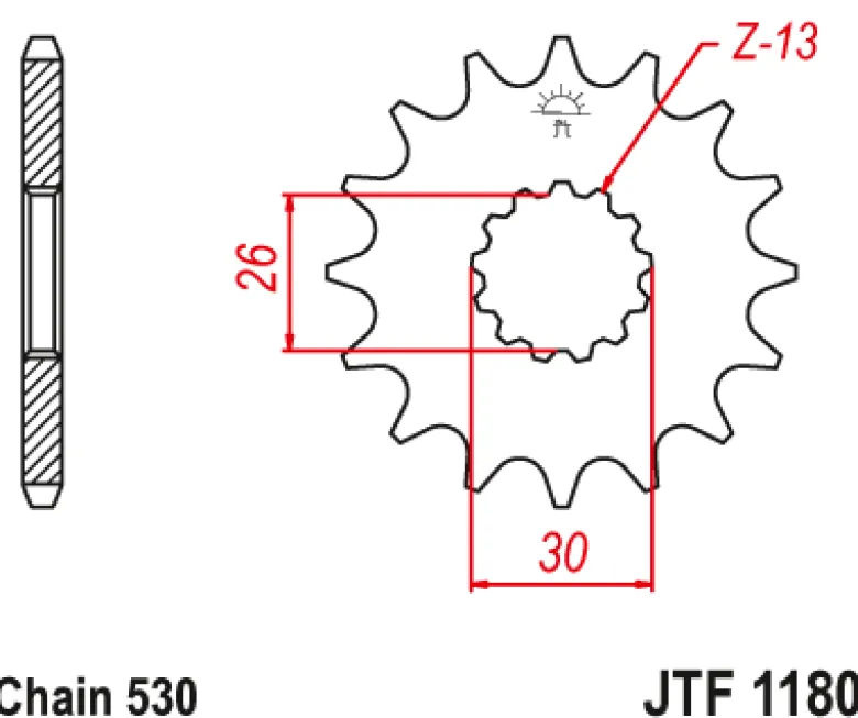 JT Zębatka Przednia Jtf1180 rozmiar 530