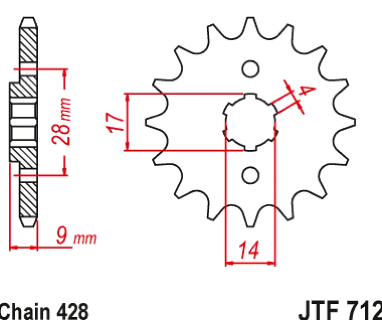 JT Zębatka Przednia JTF712 rozmiar 428