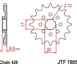 JT Zębatka Przednia JTF1905 rozmiar 428
