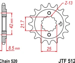JT Zębatka Przednia JTF512 rozmiar 520