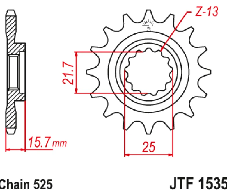 JT Zębatka Przednia JTF1535 rozmiar 525