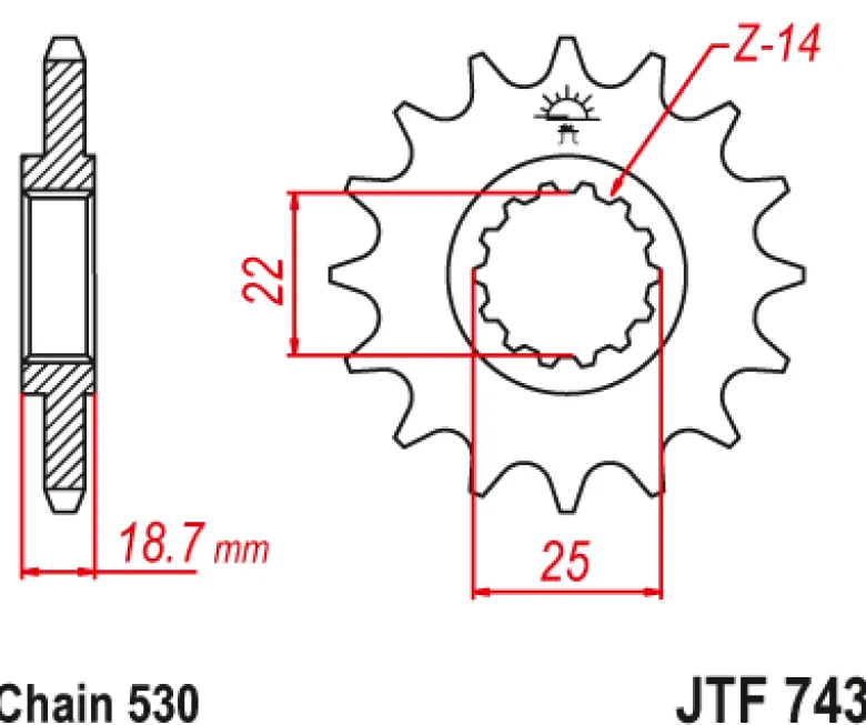 JT Zębatka Przednia JTF743 rozmiar 530