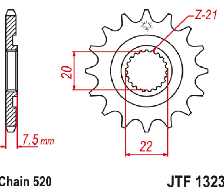 JT Zębatka Przednia JTF1323 rozmiar 520