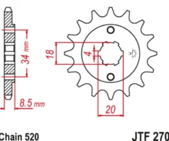 JT Zębatka Przednia JTF270 rozmiar 520