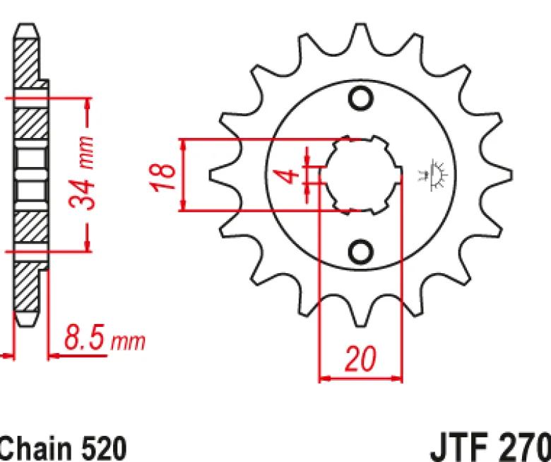 JT Zębatka Przednia JTF270 rozmiar 520