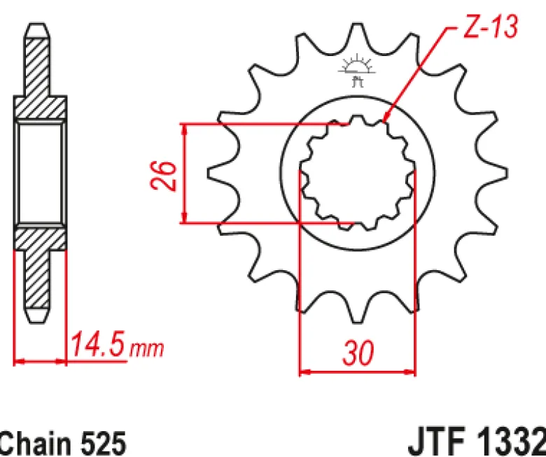 JT Zębatka Przednia JTF1332 rozmiar 525