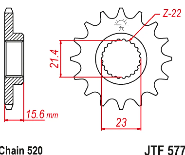 JT Zębatka Przednia JTF577 rozmiar 520