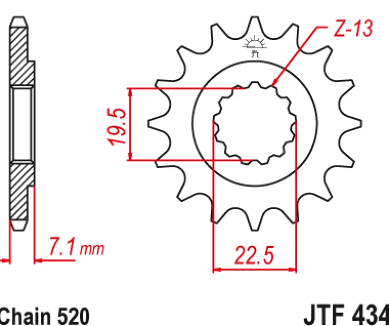 JT Zębatka Przednia JTF434 rozmiar 520