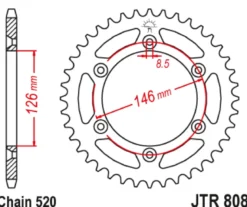 JT Zębatka Tylna JTR808 rozmiar 520