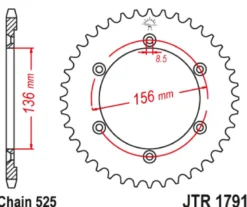 JT Zębatka Tylna JTR1791 rozmiar 525