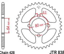 JT Zębatka Tylna JTR838 rozmiar 428