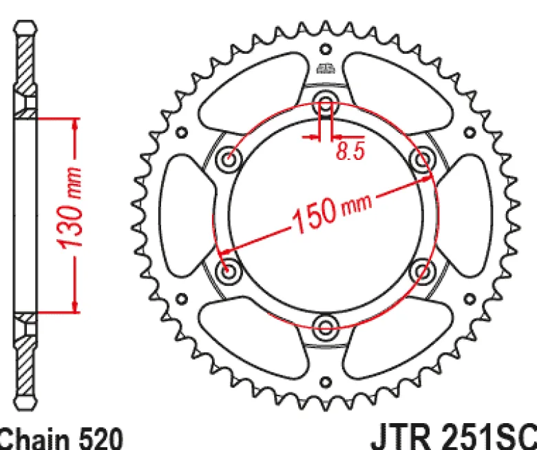 JT Zębatka Tylna JTR251 rozmiar 520