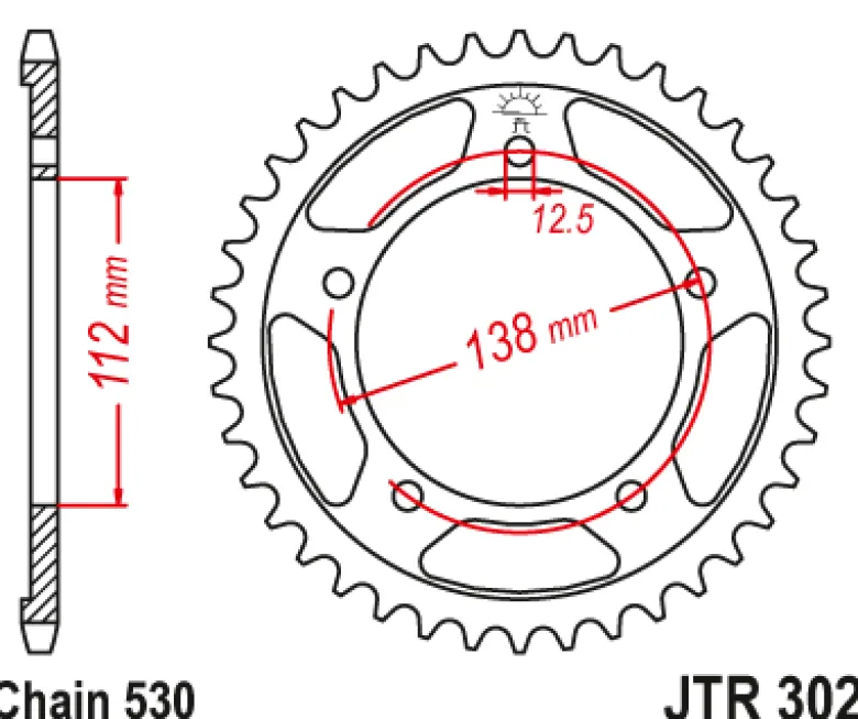 JT Zębatka Tylna JTR302 rozmiar 530