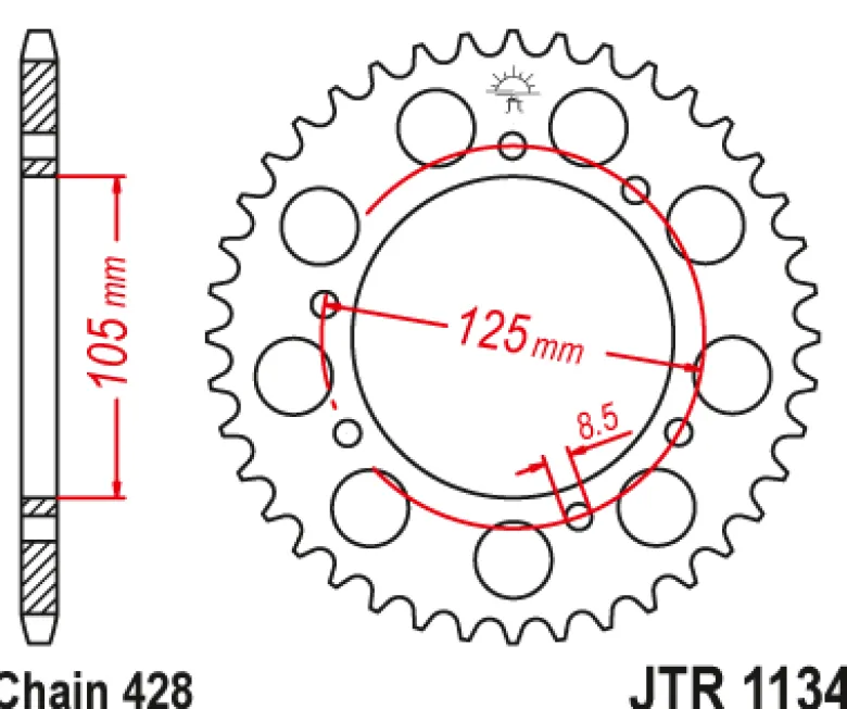 JT Zębatka Tylna JTR1134 rozmiar 428