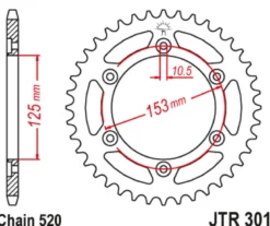 JT Zębatka Tylna JTR301 rozmiar 520