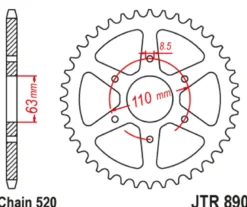 JT Zębatka Tylna JTR890 rozmiar 520