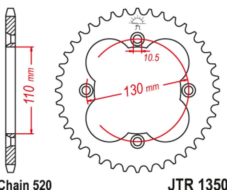 JT Zębatka Tylna JTR1350 rozmiar 520