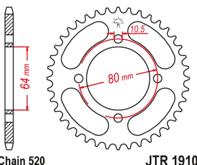 JT Zębatka Tylna JTR1910 rozmiar 520